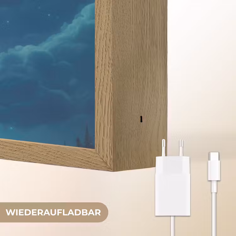 Heks - Volle maan - Sterrenhemel Light Box met batterij (Wandlamp kind) middel -USP_websiteoplaadbaarDE