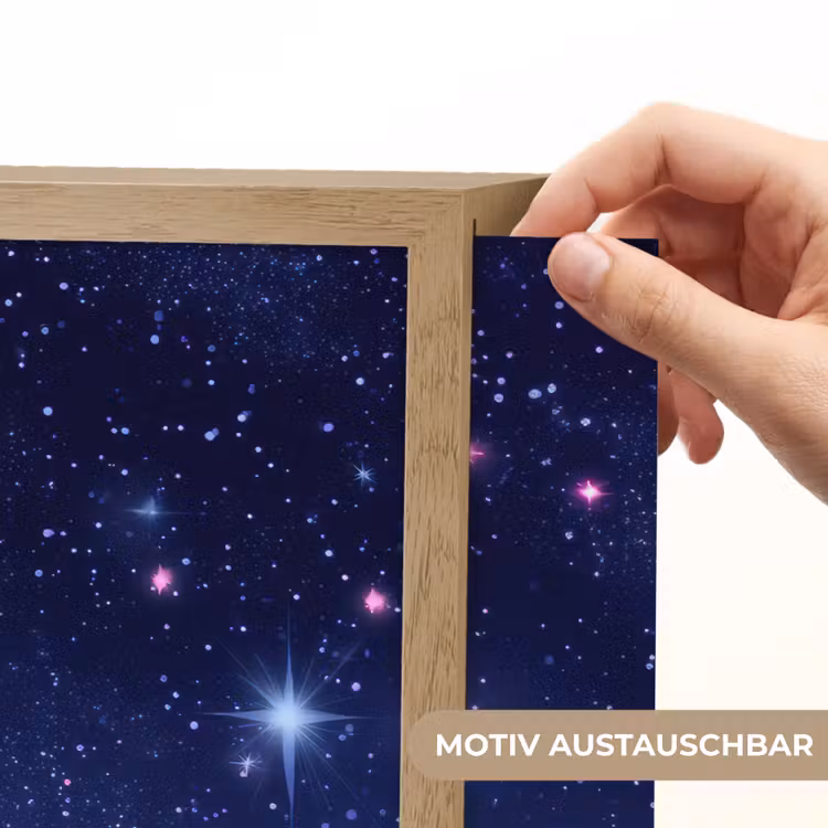 Hemel - Sterren - Blauw Light Box met batterij (Wandlamp kind) middel -USP_websiteprintDE