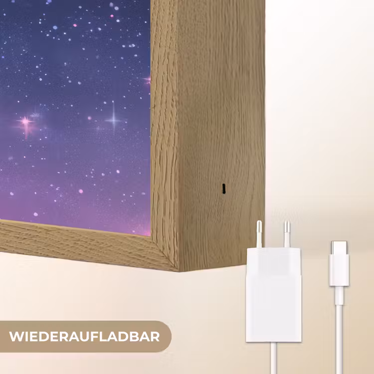 Hemel - Sterren - Blauw Light Box met batterij (Wandlamp kind) middel -USP_websiteoplaadbaarDE