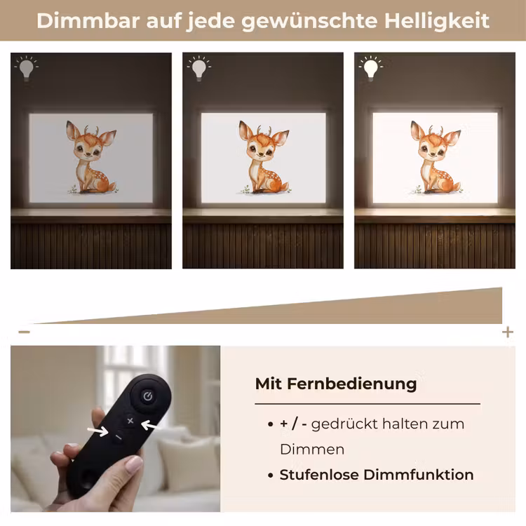 Hert - Baby - Dieren Light Box met batterij (Wandlamp kind) middel -USP_dimbaarDE
