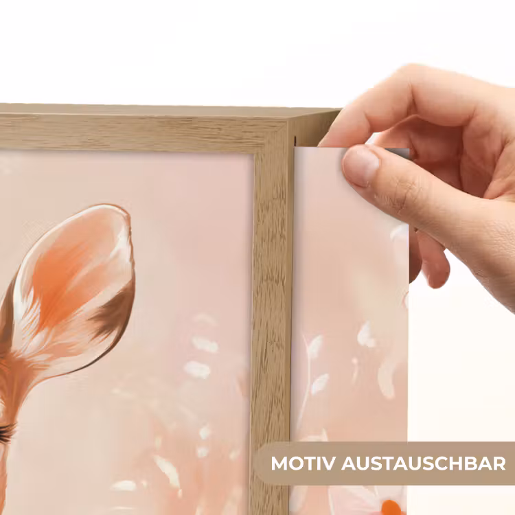 Hertje - Illustratie - Bloemen - Roze Light Box met batterij (Wandlamp kind) middel -USP_websiteprintDE