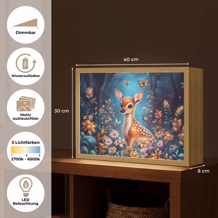 Hert - Magisch - Sprookjesbos Light Box met batterij (Wandlamp kind) middel -USP_websiteoverzichtDE