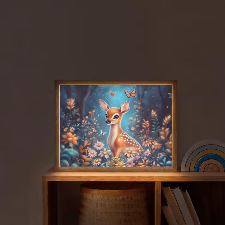 Hert - Magisch - Sprookjesbos Light Box met batterij (Wandlamp kind) middel -sfeer1_kind