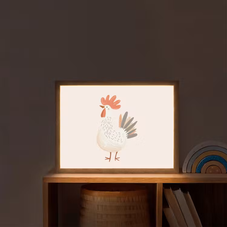 Kip - Boerderij - Dieren Light Box met batterij (Wandlamp kind) middel -sfeer1_kind