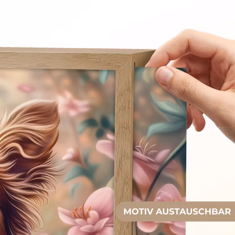 Hond - Bloemen - Roze Light Box met batterij (Wandlamp kind) middel -USP_websiteprintDE