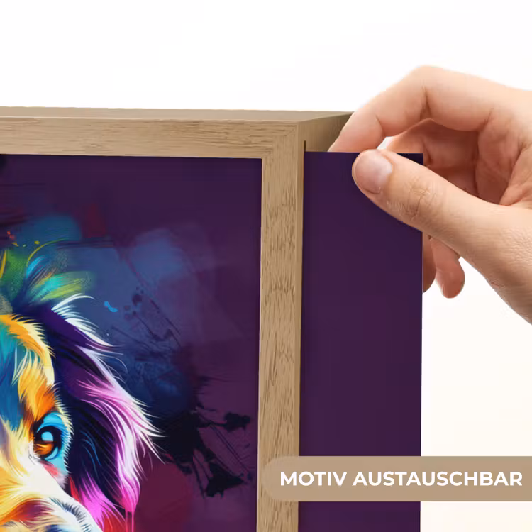 Hond - Kleurrijk - Dier - Dierenhoofd Light Box met batterij (Wandlamp kind) middel -USP_websiteprintDE