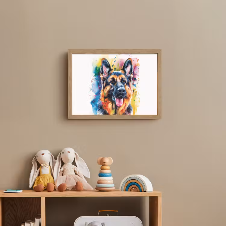 Hond - Verf - Dieren - Kleurrijk - Duitse Herder Light Box met batterij (Wandlamp kind) middel -sfeer2_kind
