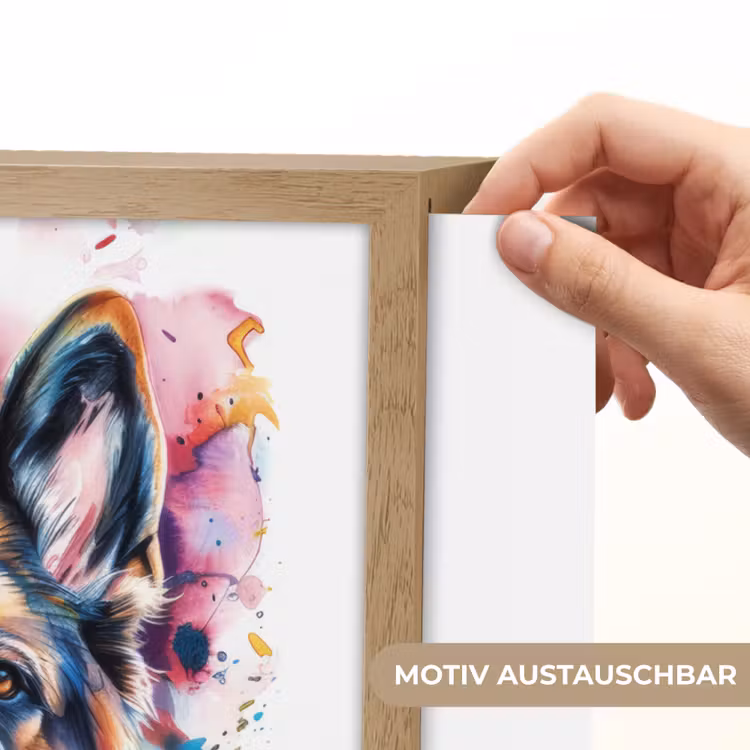 Hond - Verf - Dieren - Kleurrijk - Duitse Herder Light Box met batterij (Wandlamp kind) middel -USP_websiteprintDE