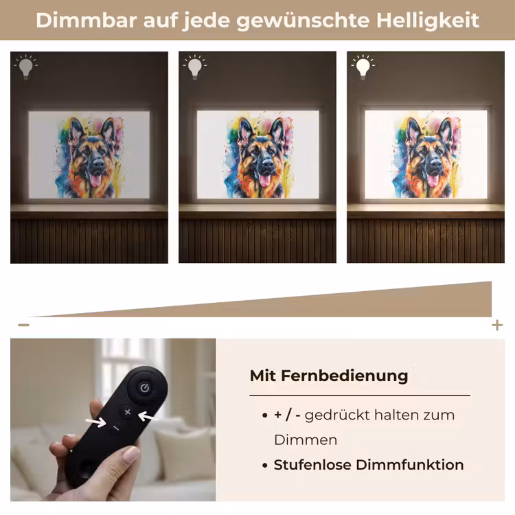 Hond - Verf - Dieren - Kleurrijk - Duitse Herder Light Box met batterij (Wandlamp kind) middel -USP_dimbaarDE