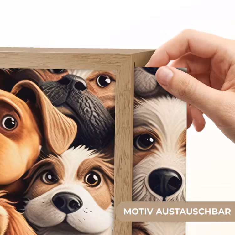 Hond - Patronen - Dieren - Bruin - Meisje - Jongen Light Box met batterij (Wandlamp kind) middel -USP_websiteprintDE