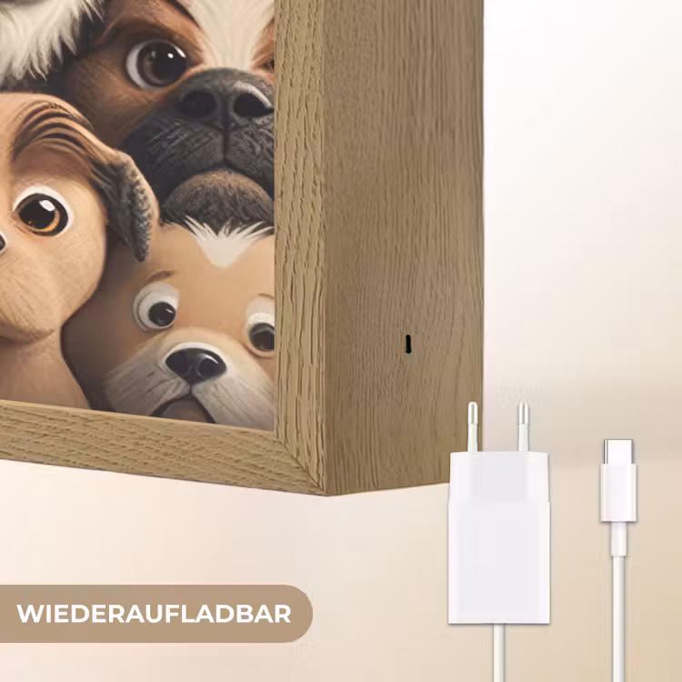 Hond - Patronen - Dieren - Bruin - Meisje - Jongen Light Box met batterij (Wandlamp kind) middel -USP_websiteoplaadbaarDE