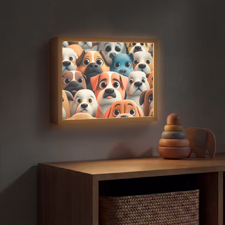 Hond - Dieren - Patronen - Bruin - Meiden - Jongens Light Box met batterij (Wandlamp kind) middel -sfeer5_kind