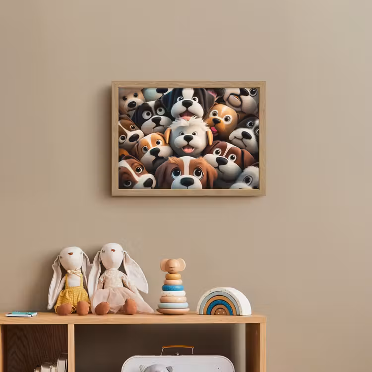 Hond - Dieren - Patronen - Bruin - Meisjes - Jongens Light Box met batterij (Wandlamp kind) middel -sfeer2_kind