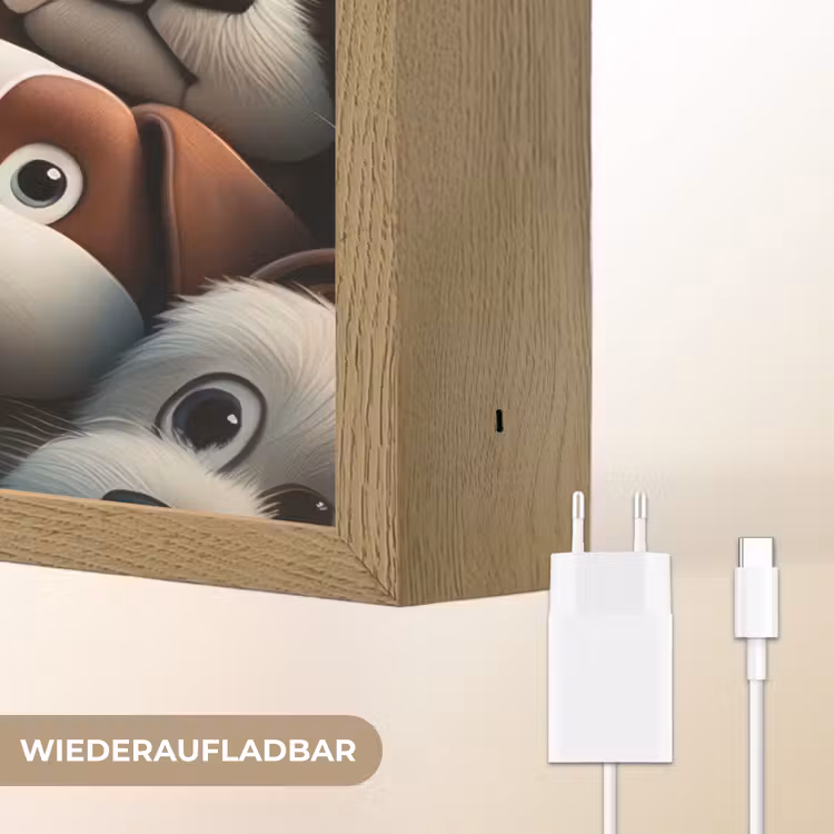 Hond - Dieren - Patronen - Bruin - Meisjes - Jongens Light Box met batterij (Wandlamp kind) middel -USP_websiteoplaadbaarDE