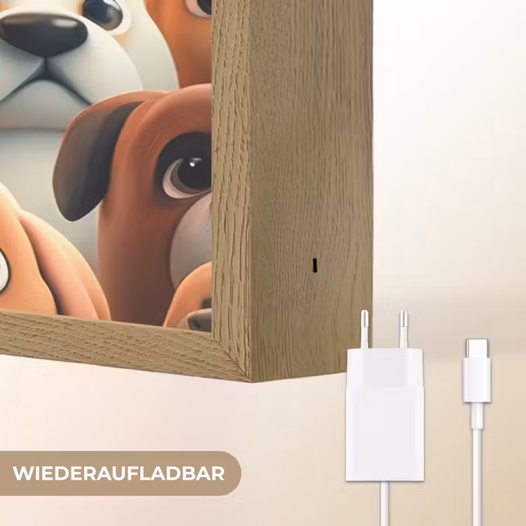 Hond - Dieren - Patronen - Bruin - Meiden - Jongens Light Box met batterij (Wandlamp kind) middel -USP_websiteoplaadbaarDE