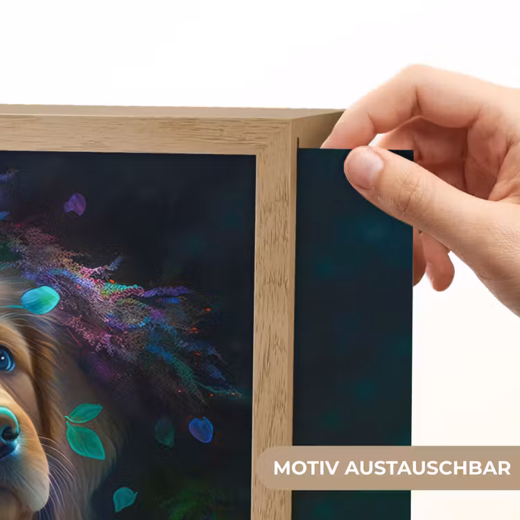 Hond - Puppy - Bloemen - Natuur - Golden retriever Light Box met batterij (Wandlamp kind) middel -USP_websiteprintDE