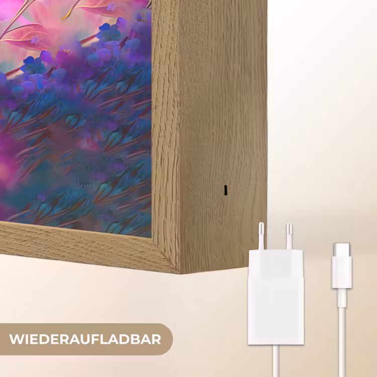 Hond - Puppy - Zon - Bloemen - Golden retriever Light Box met batterij (Wandlamp kind) middel -USP_websiteoplaadbaarDE