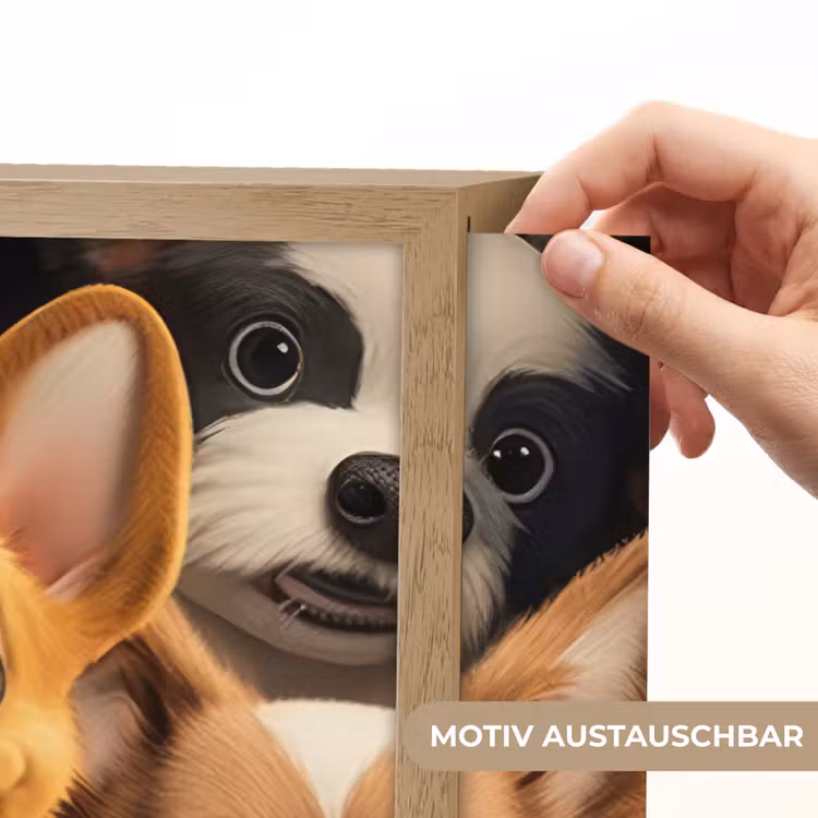 Honden - Dieren - Bruin - Zwart - Patronen - Kind Light Box met batterij (Wandlamp kind) middel -USP_websiteprintDE