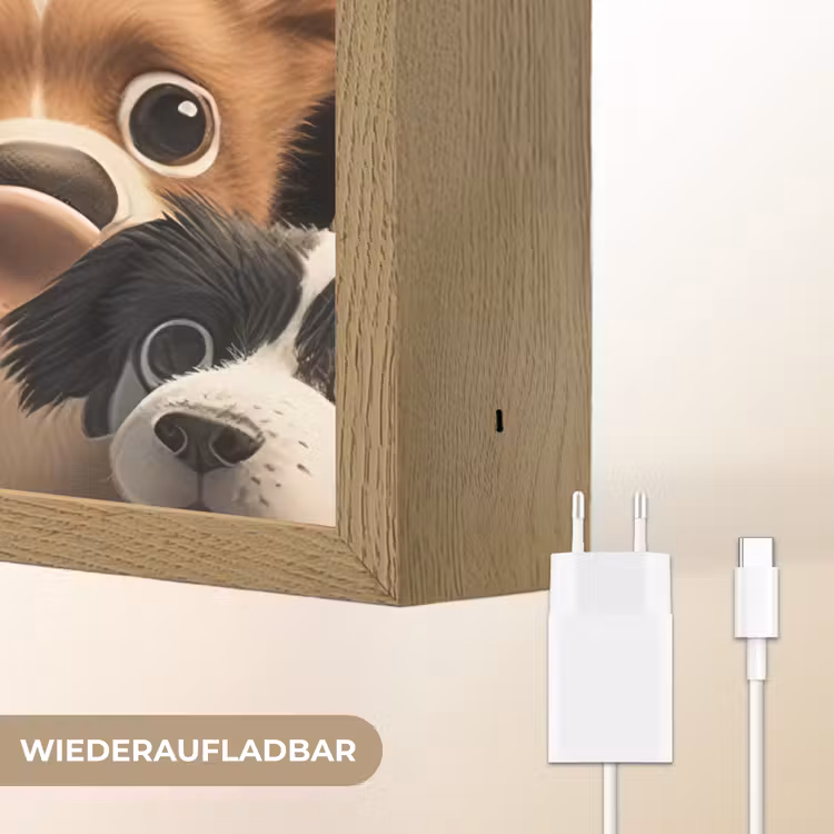 Honden - Dieren - Bruin - Zwart - Patronen - Kind Light Box met batterij (Wandlamp kind) middel -USP_websiteoplaadbaarDE