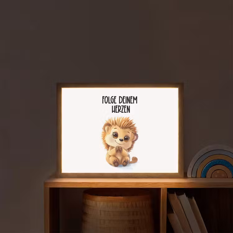 Egel - Wit - Dieren - Quote - Hart Light Box met batterij (Wandlamp kind) middel -sfeer1_kind