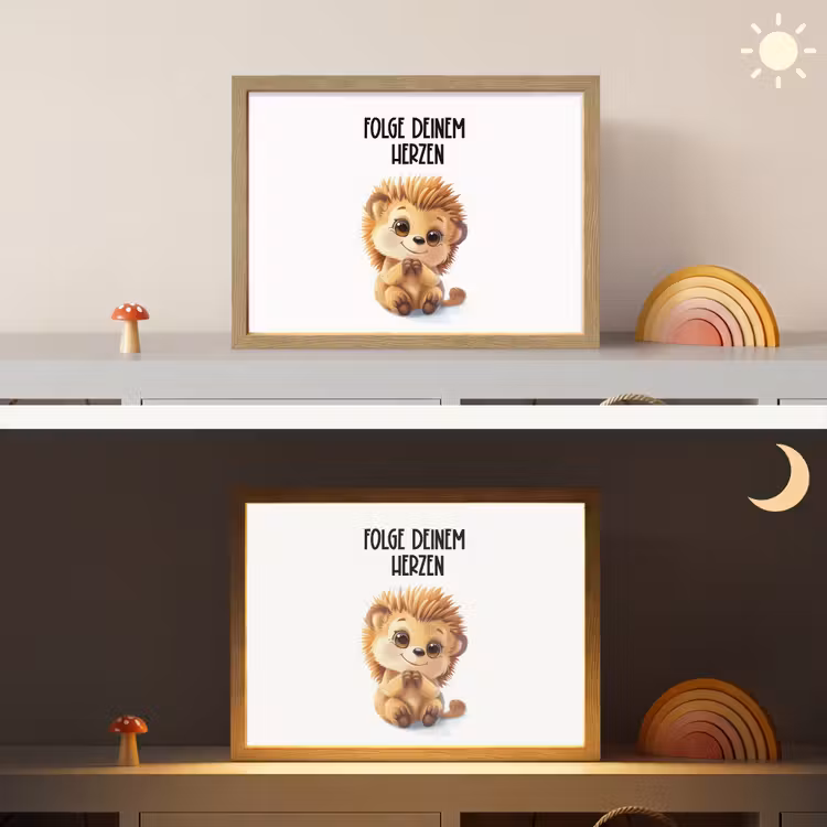 Egel - Wit - Dieren - Quote - Hart Light Box met batterij (Wandlamp kind) middel -sfeer3_kind
