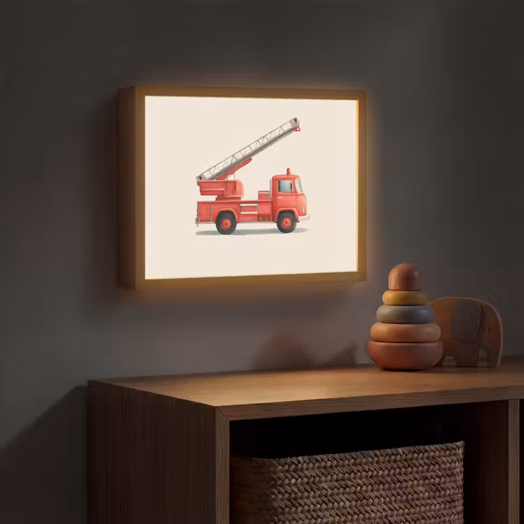 Illustratie - Brandweer - Rood - Minimalistisch Light Box met batterij (Wandlamp kind) middel -sfeer5_kind