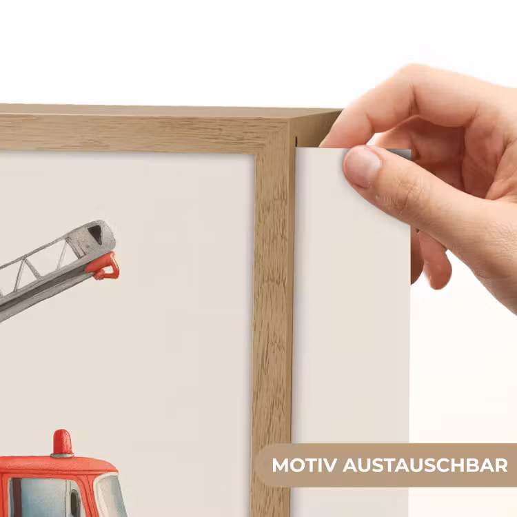 Illustratie - Brandweer - Rood - Minimalistisch Light Box met batterij (Wandlamp kind) middel -USP_websiteprintDE