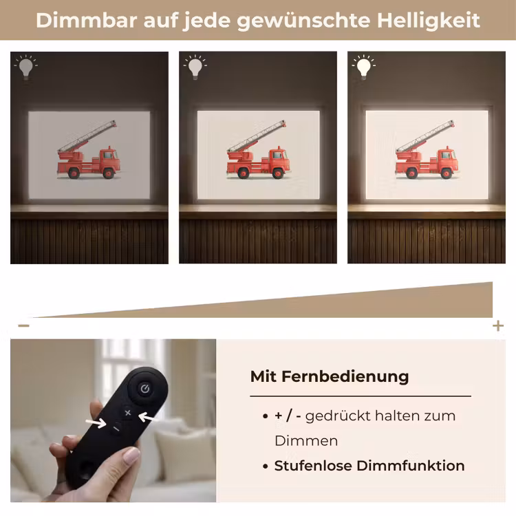 Illustratie - Brandweer - Rood - Minimalistisch Light Box met batterij (Wandlamp kind) middel -USP_dimbaarDE