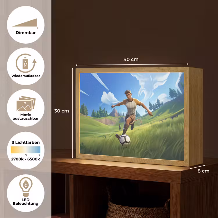 Illustratie - Voetbal - Game - Grasveld Light Box met batterij (Wandlamp kind) middel -USP_websiteoverzichtDE