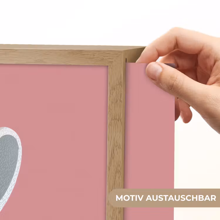 Illustratie - Konijn - Roze - Minimalistisch Light Box met batterij (Wandlamp kind) middel -USP_websiteprintDE