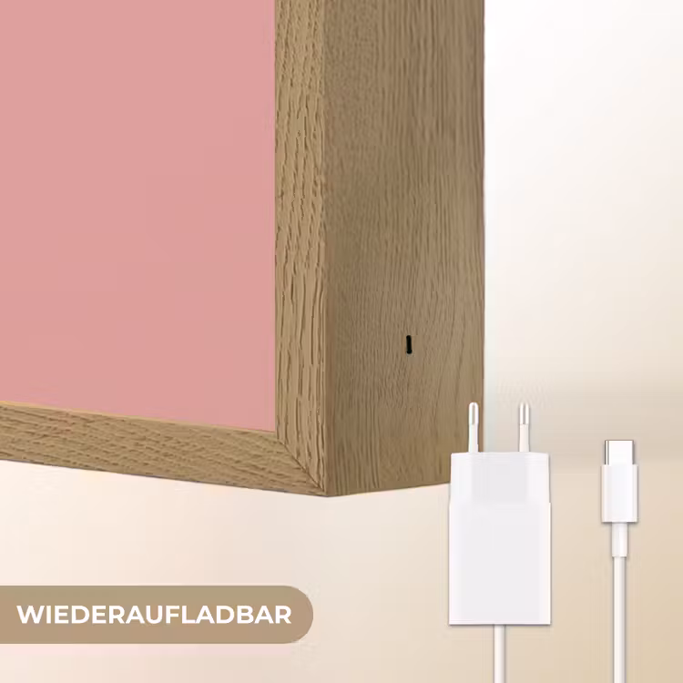 Illustratie - Konijn - Roze - Minimalistisch Light Box met batterij (Wandlamp kind) middel -USP_websiteoplaadbaarDE