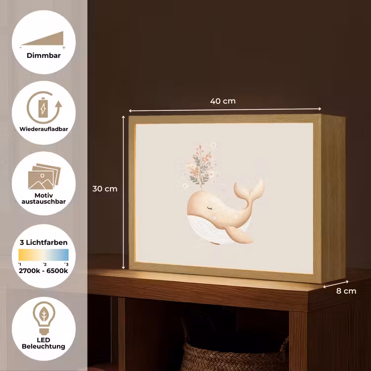 Illustratie - Minimalistisch - Illustratie - Bloemen Light Box met batterij (Wandlamp kind) middel -USP_websiteoverzichtDE