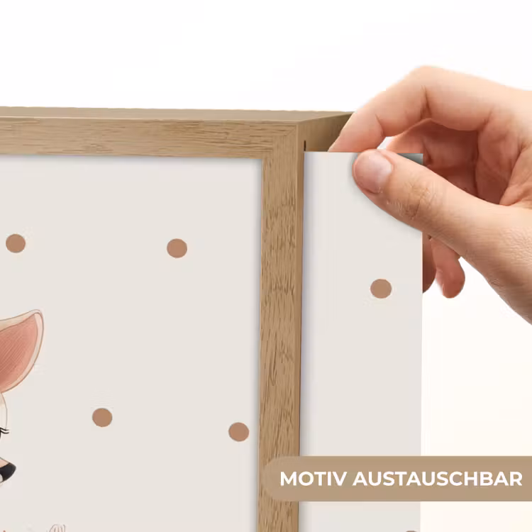 Illustratie - Stippen - Hertje - Aquarel Light Box met batterij (Wandlamp kind) middel -USP_websiteprintDE