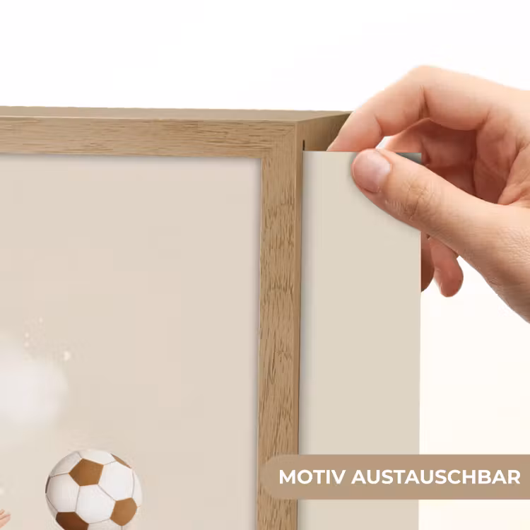 Jongen - Beige - Minimalistisch - Voetbal Light Box met batterij (Wandlamp kind) middel -USP_websiteprintDE