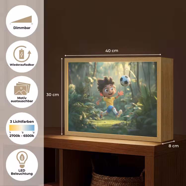 Jongen - Voetbal - Bos Light Box met batterij (Wandlamp kind) middel -USP_websiteoverzichtDE