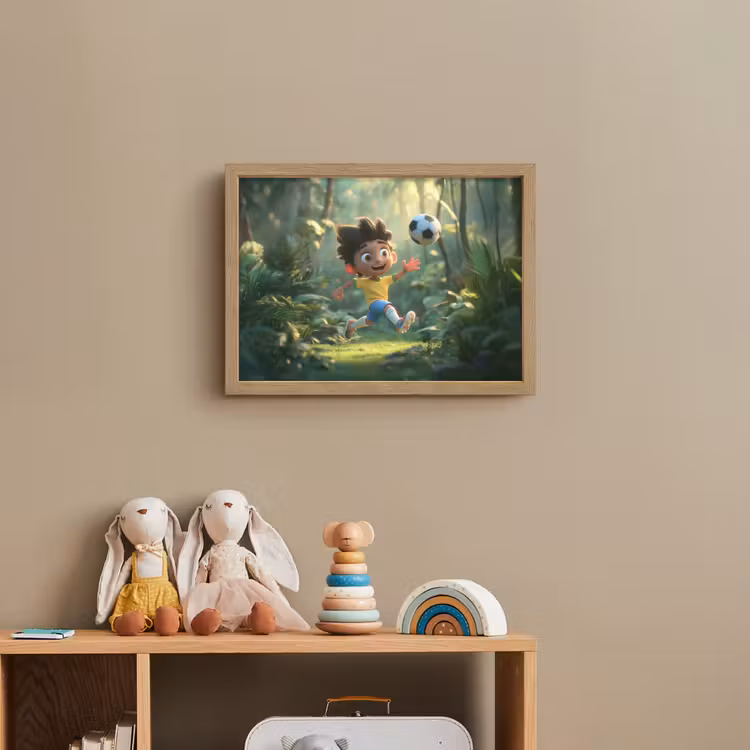 Jongen - Voetbal - Bos Light Box met batterij (Wandlamp kind) middel -sfeer2_kind