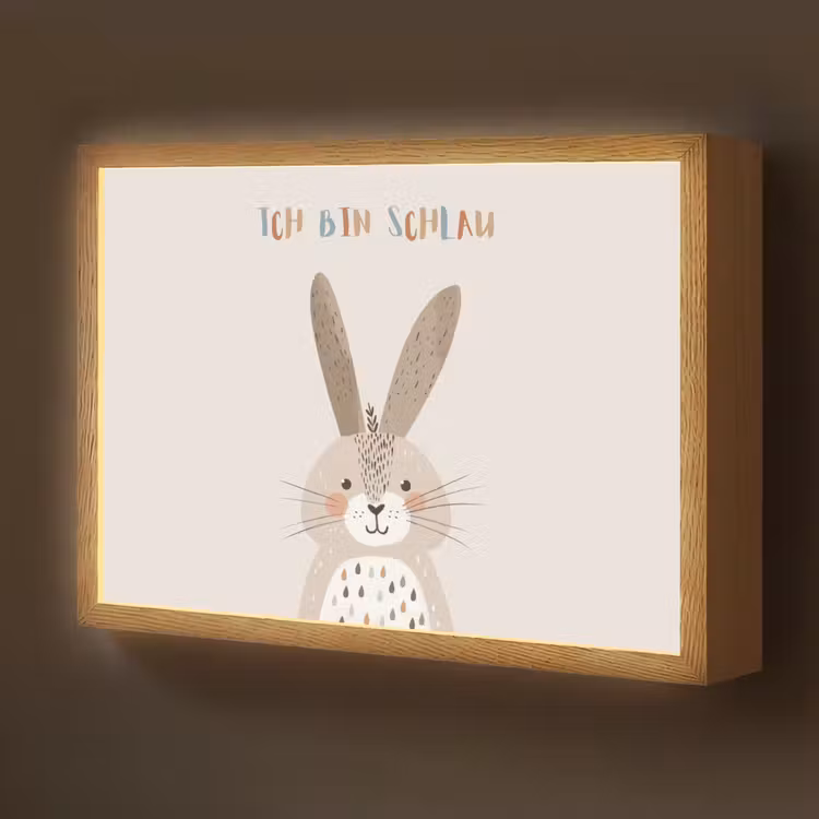 Konijn - Beige - Dier - Slim - Quote Light Box met batterij (Wandlamp kind) middel -z3d_website