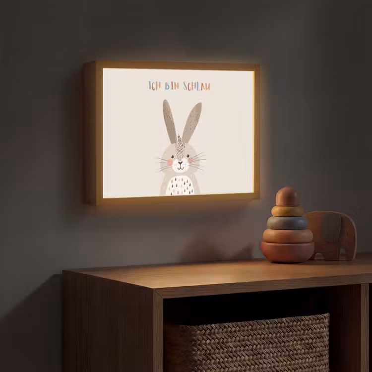 Konijn - Beige - Dier - Slim - Quote Light Box met batterij (Wandlamp kind) middel -sfeer5_kind