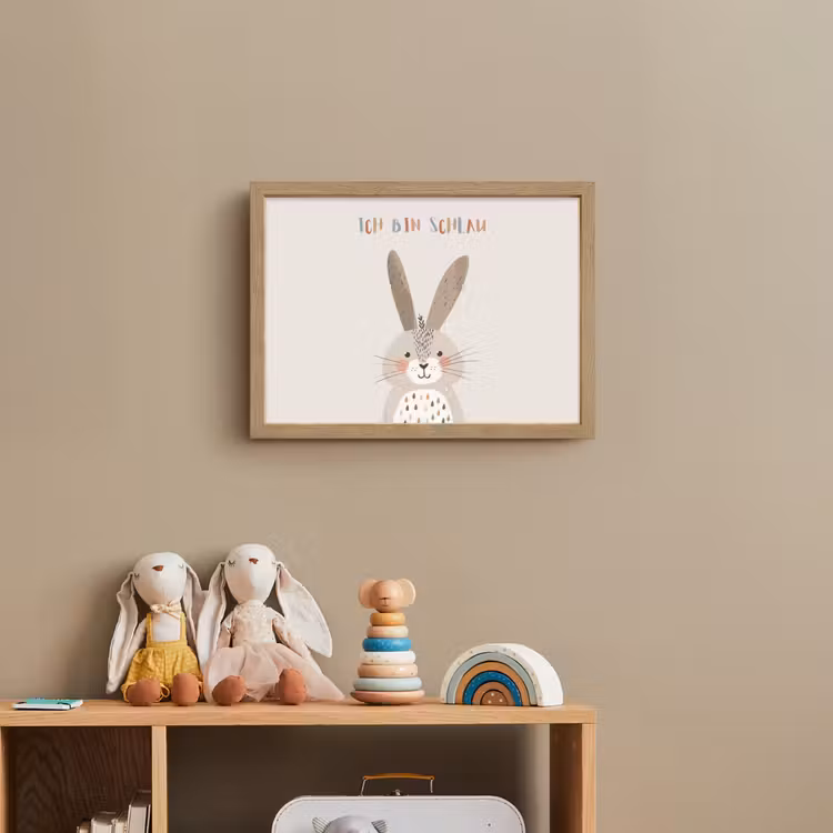 Konijn - Beige - Dier - Slim - Quote Light Box met batterij (Wandlamp kind) middel -sfeer2_kind