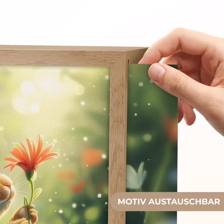 Konijn - Dieren - Bloemen - Natuur Light Box met batterij (Wandlamp kind) middel -USP_websiteprintDE