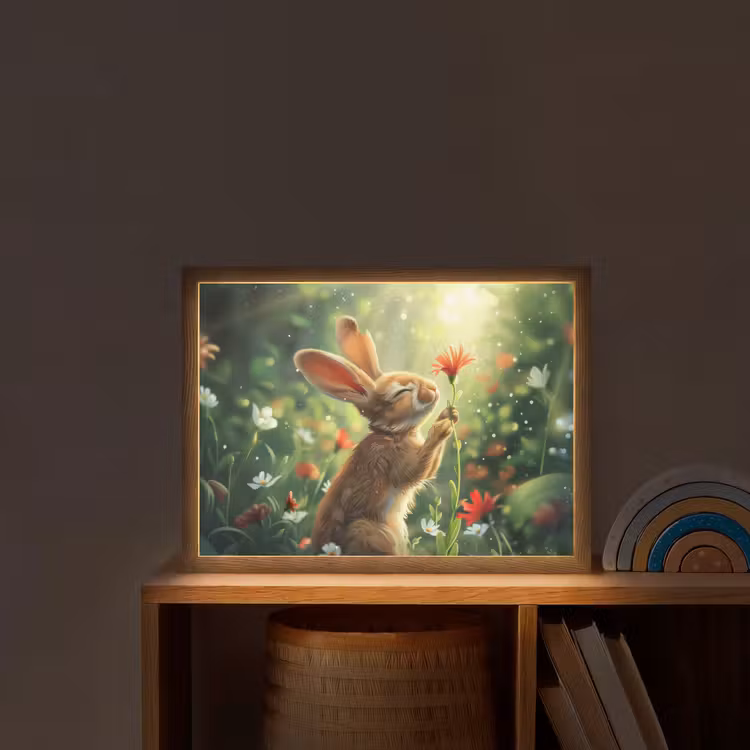 Konijn - Dieren - Bloemen - Natuur Light Box met batterij (Wandlamp kind) middel -sfeer1_kind