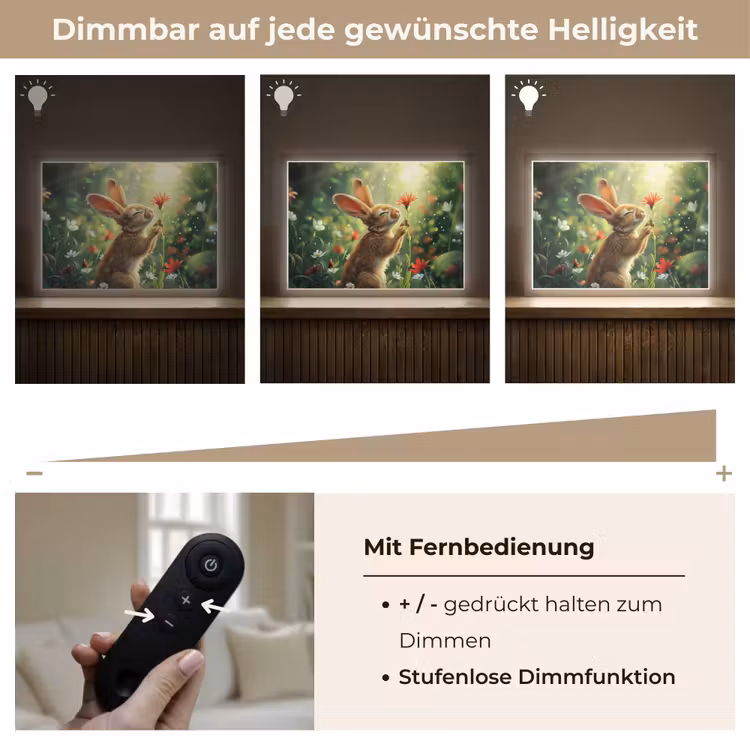 Konijn - Dieren - Bloemen - Natuur Light Box met batterij (Wandlamp kind) middel -USP_dimbaarDE