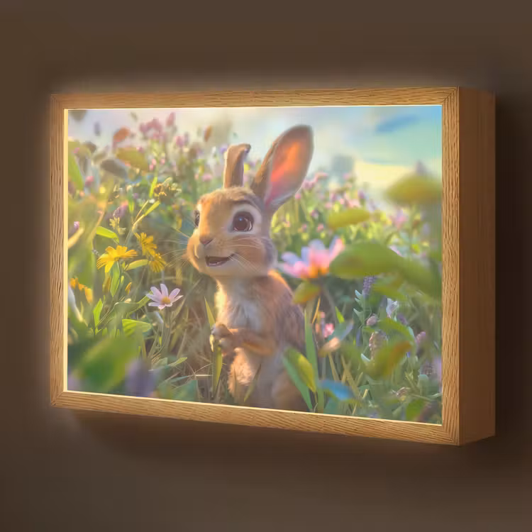 Konijn - Dieren - Natuur Light Box met batterij (Wandlamp kind) middel -z3d_website