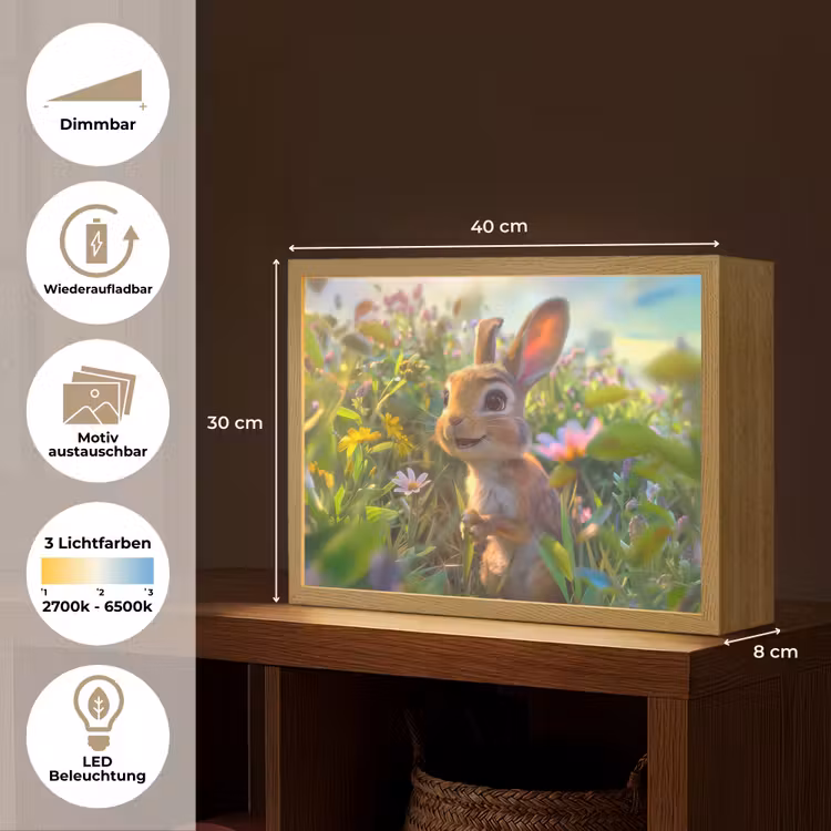 Konijn - Dieren - Natuur Light Box met batterij (Wandlamp kind) middel -USP_websiteoverzichtDE