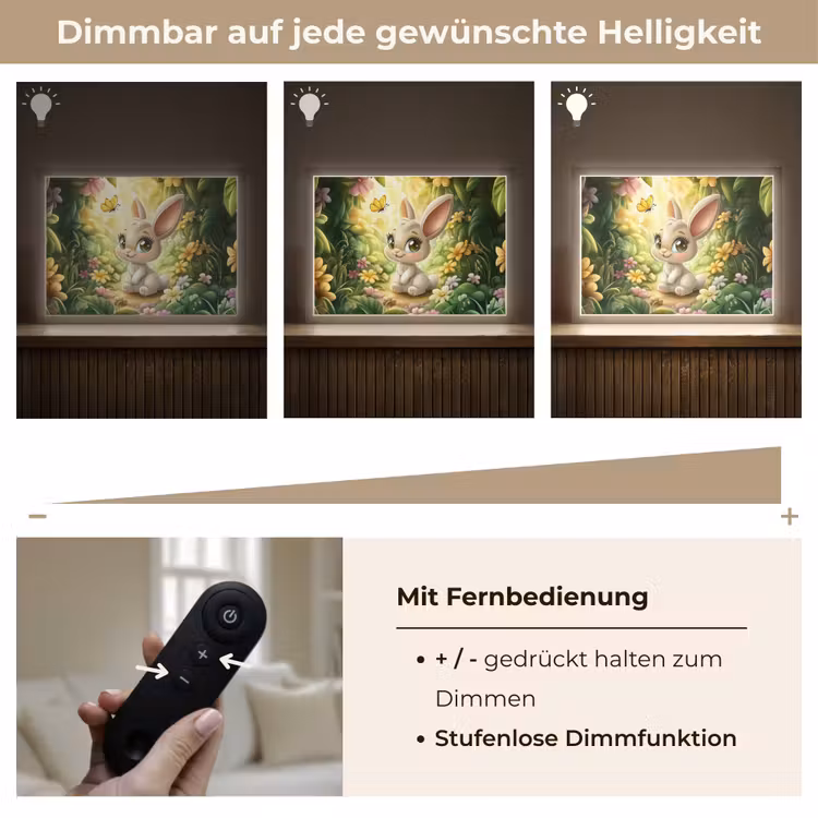 Konijn - Bos - Vlinders - Cartoon Light Box met batterij (Wandlamp kind) middel -USP_dimbaarDE