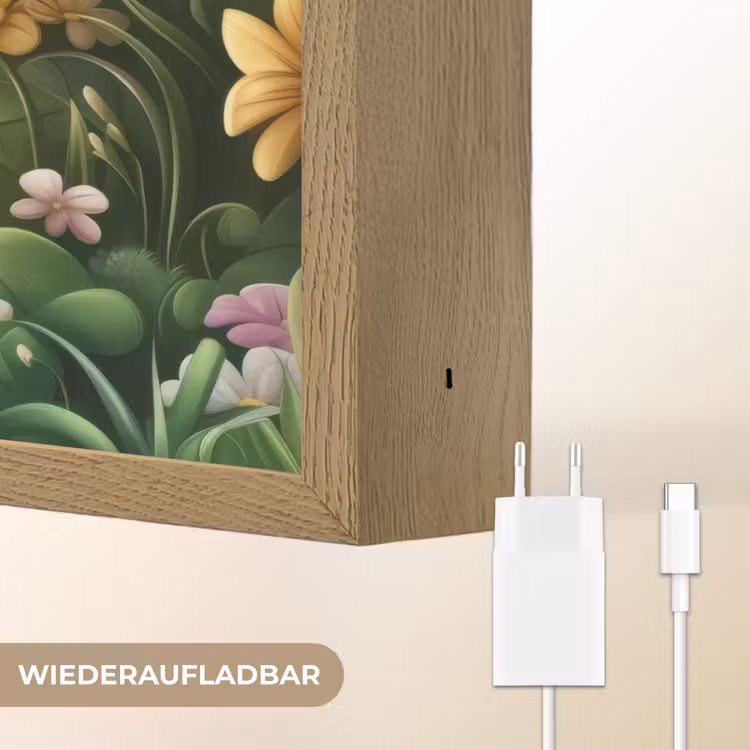 Konijn - Bos - Vlinders - Cartoon Light Box met batterij (Wandlamp kind) middel -USP_websiteoplaadbaarDE