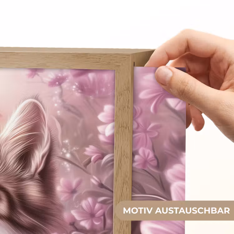 Kitten - Bloemen - Vlinders - Paars Light Box met batterij (Wandlamp kind) middel -USP_websiteprintDE