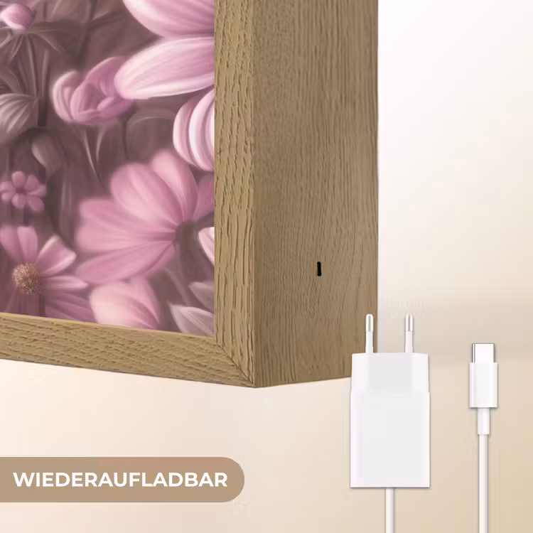 Kitten - Bloemen - Vlinders - Paars Light Box met batterij (Wandlamp kind) middel -USP_websiteoplaadbaarDE