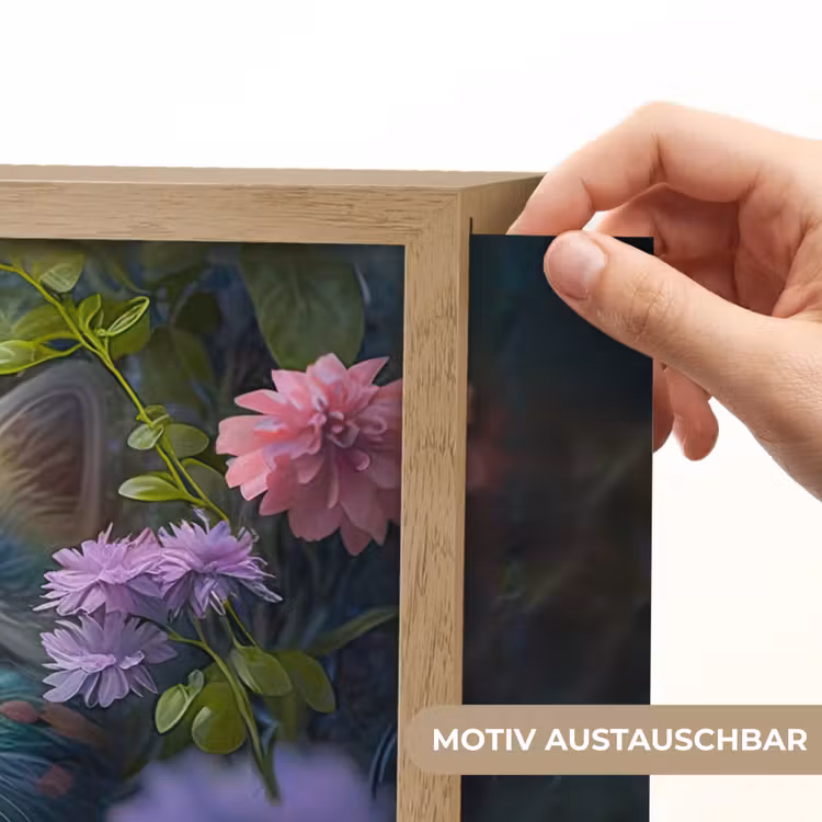 Kitten - Bloemen - Bos - Illustratie - Poes Light Box met batterij (Wandlamp kind) middel -USP_websiteprintDE