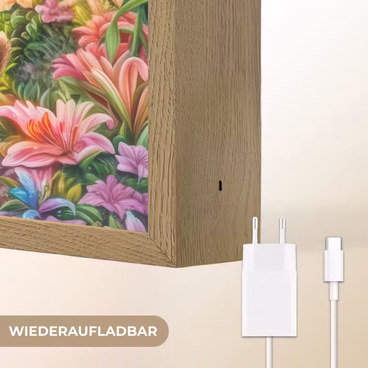 Kitten - Flamingo - Bloemen Light Box met batterij (Wandlamp kind) middel -USP_websiteoplaadbaarDE
